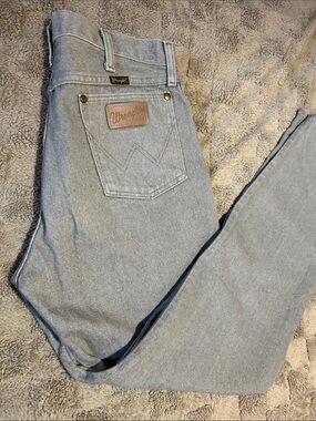Vintage 80s Wrangler High Rise Mom Jeans Made in USA Grey Wash 32x31 100% Cotton